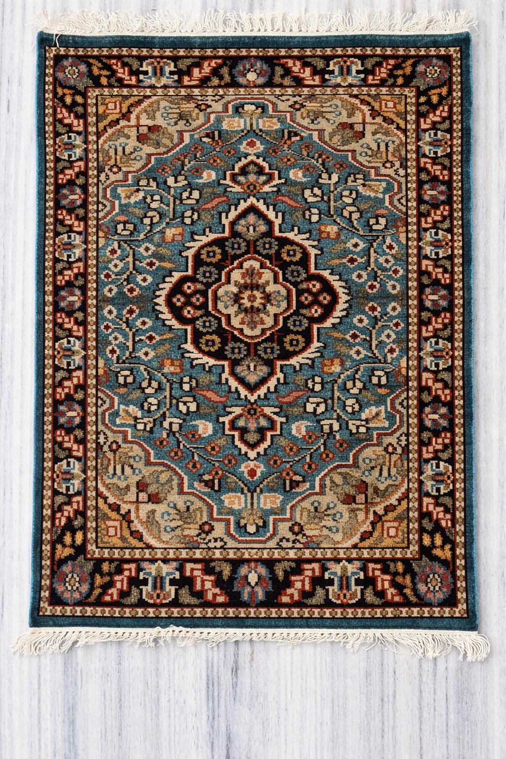 Handmade Wool Persian Accent Rug 2x3 ft – Gray , Ivory & Rust Traditional Oriental Mini Rug for Entryway, Wall Hanging & Home Décor