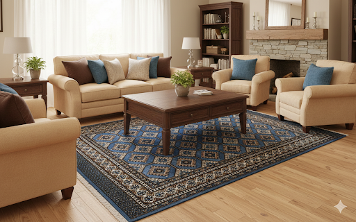 Artisan Hand-Knotted 4x6 Rug, Elegant Blue