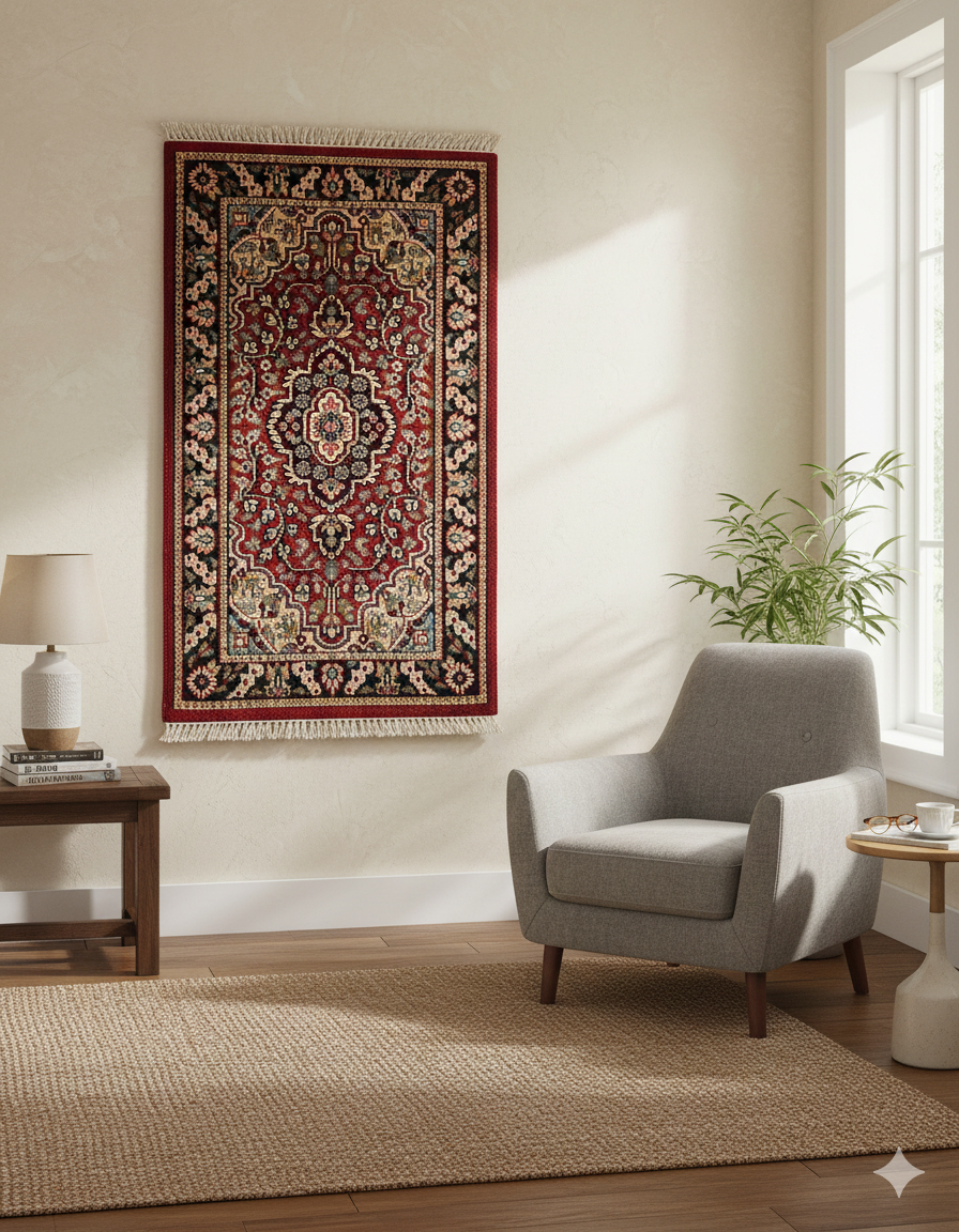 Hand-Knotted Traditional Oriental Area Rug (2x3 ft) | Versatile Wool Carpet for Floor or Wall Hanging