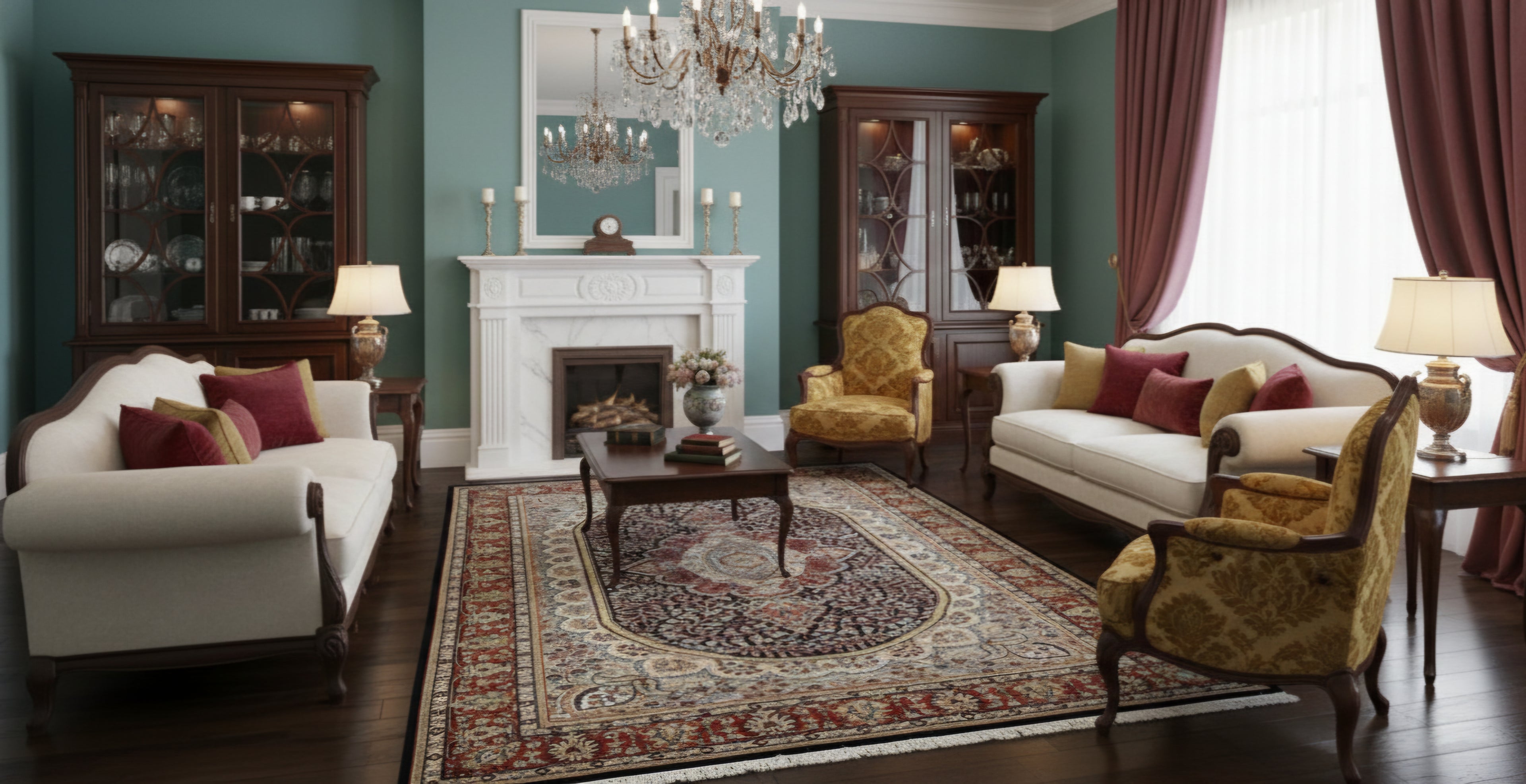 Handmade Hand-Knotted Wool Persian Area Rug 6x9 ft – Traditional Oriental Medallion Design Carpet in Black, Red & Ivory for Living Room, Dining Room & Bedroom Décor