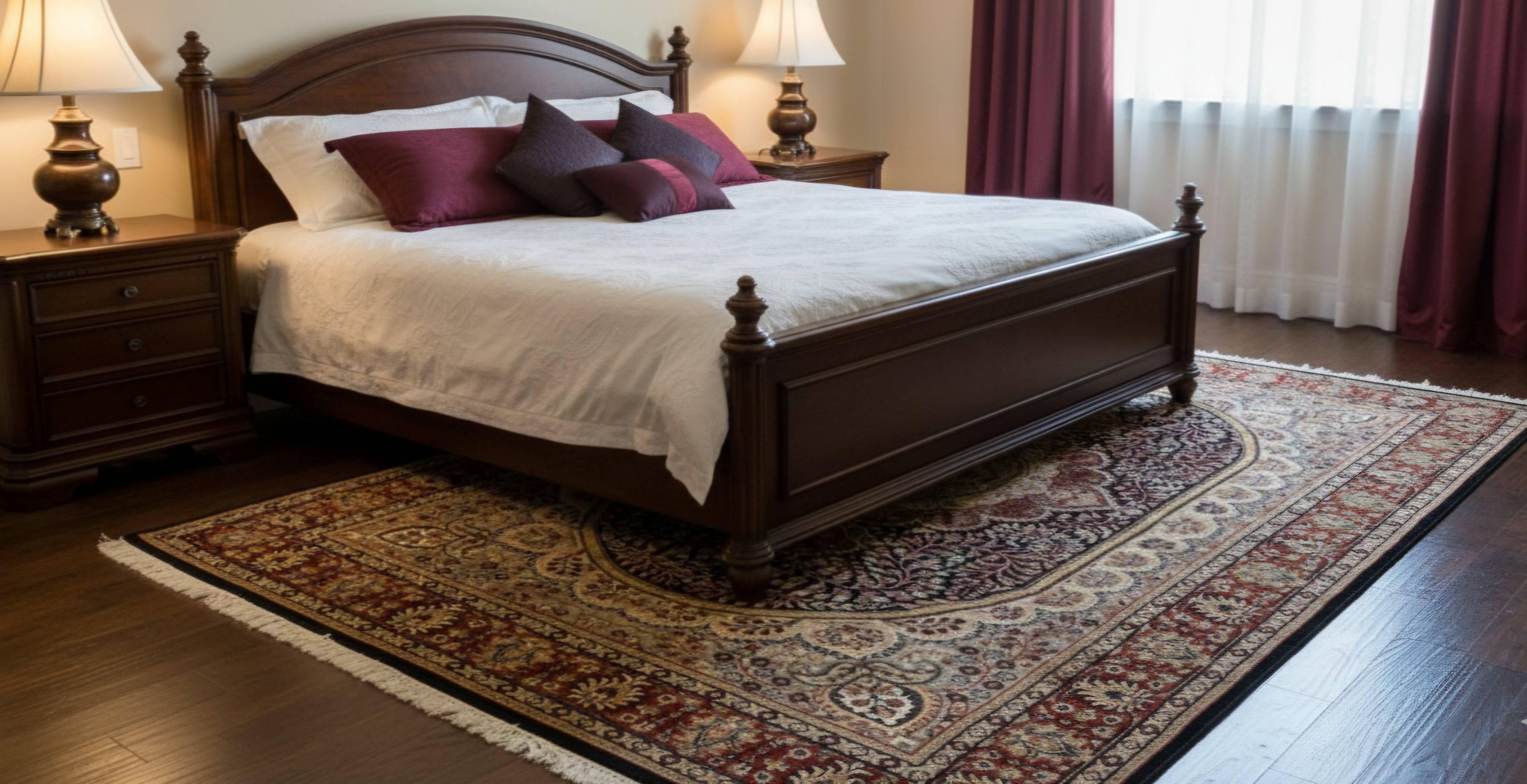 Handmade Hand-Knotted Wool Persian Area Rug 6x9 ft – Traditional Oriental Medallion Design Carpet in Black, Red & Ivory for Living Room, Dining Room & Bedroom Décor