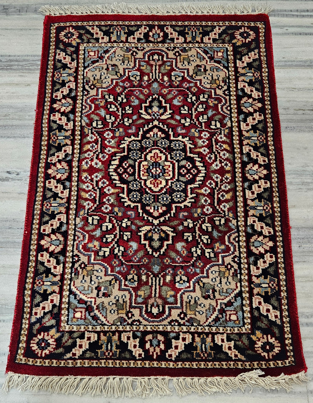 Hand-Knotted Traditional Oriental Area Rug (2x3 ft) | Versatile Wool Carpet for Floor or Wall Hanging