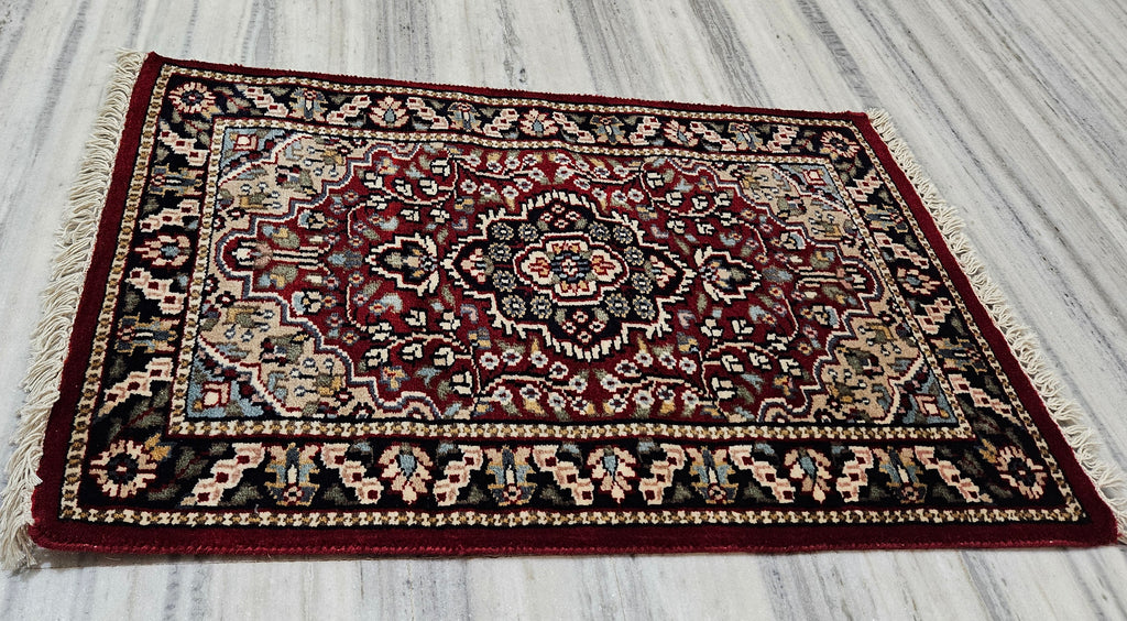 Hand-Knotted Traditional Oriental Area Rug (2x3 ft) | Versatile Wool Carpet for Floor or Wall Hanging