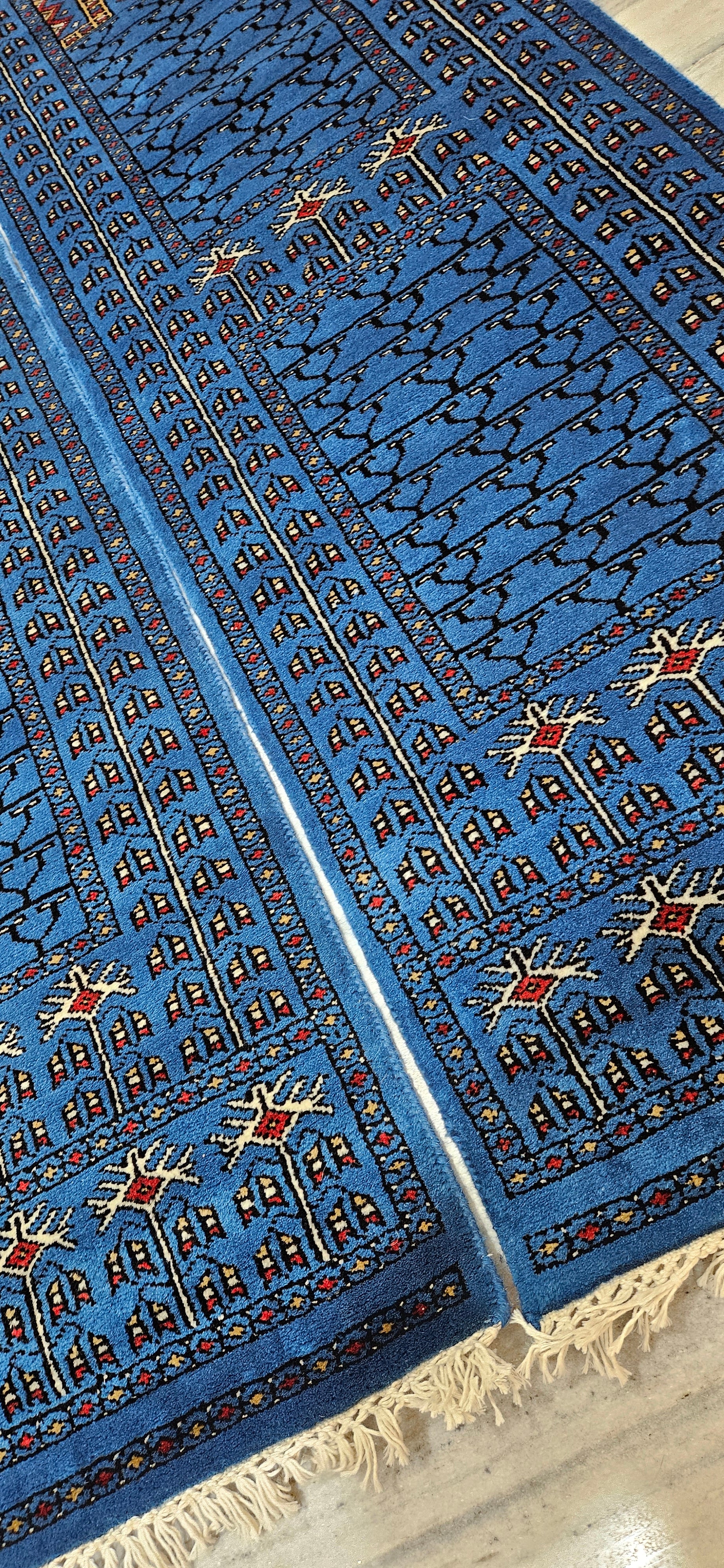 Luxury 2x6 Hand-Knot Wool Parda Runner Set (Pair) | Deep Blue | Accent Rugs for Bedroom