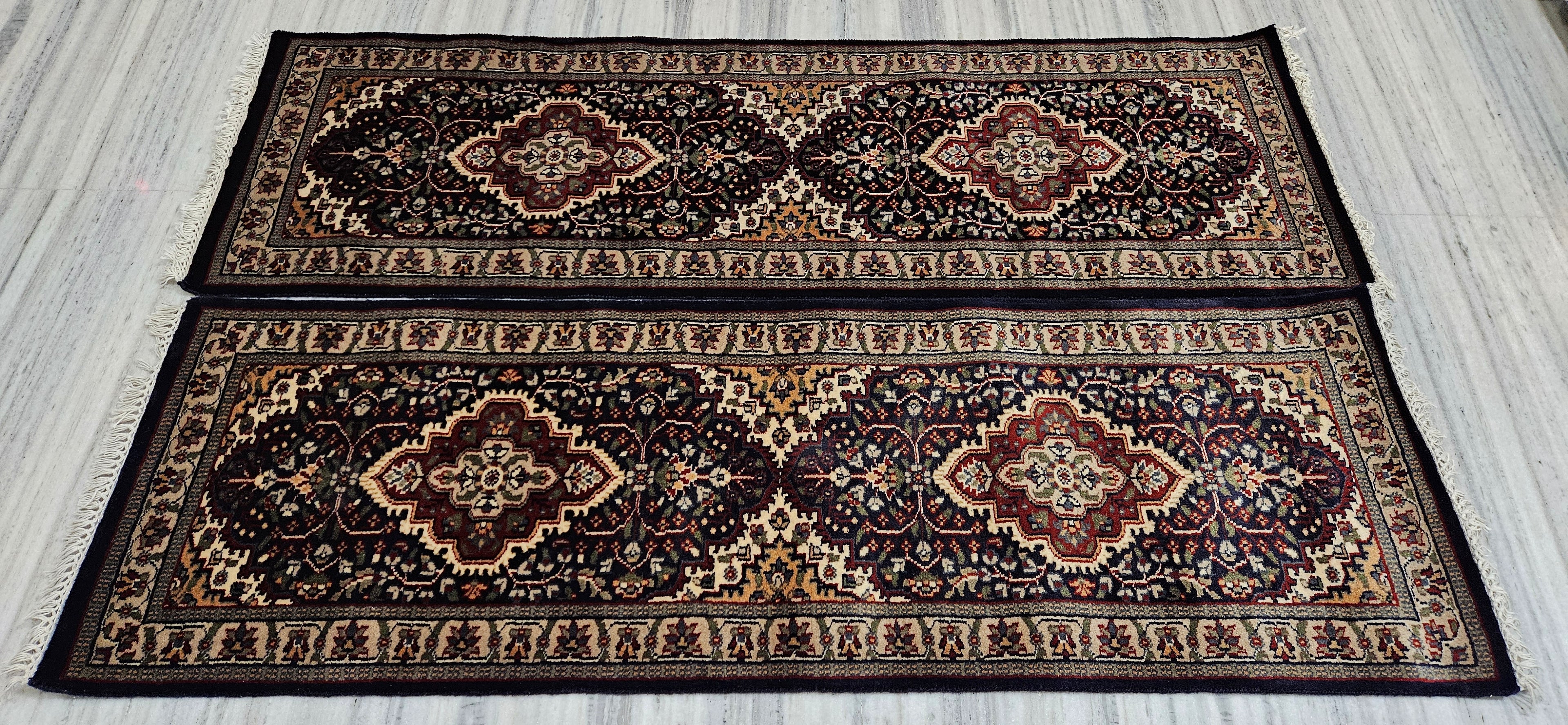 Pair of Two 2x6 ft. Hand-Knotted Persian Runner Rug – Handmade Wool Bedside Rug Pair | Traditional Floral Design | Luxury Bedroom & Hallway Carpet