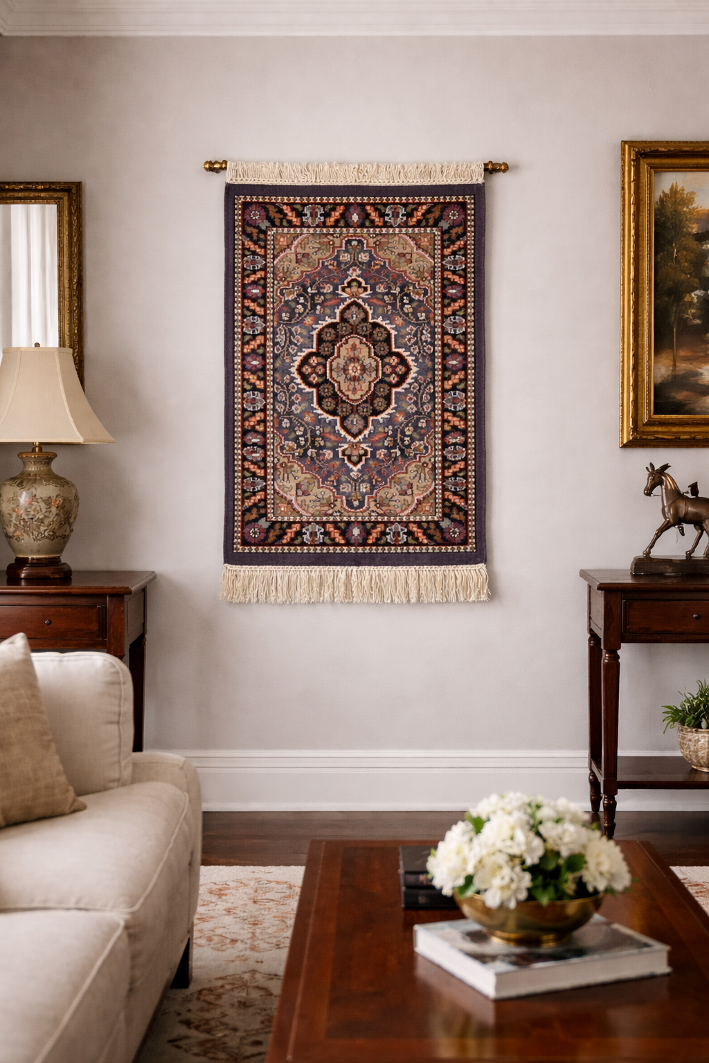 Handmade Wool Persian Accent Rug 2x3 ft – Gray , Ivory & Rust Traditional Oriental Mini Rug for Entryway, Wall Hanging & Home Décor