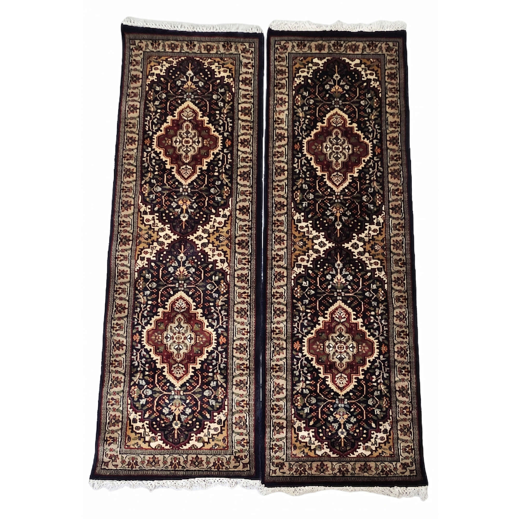 The Twin Medallion: Matched Pair of 2x6 ft. Hand-Knotted Persian Wool Runners