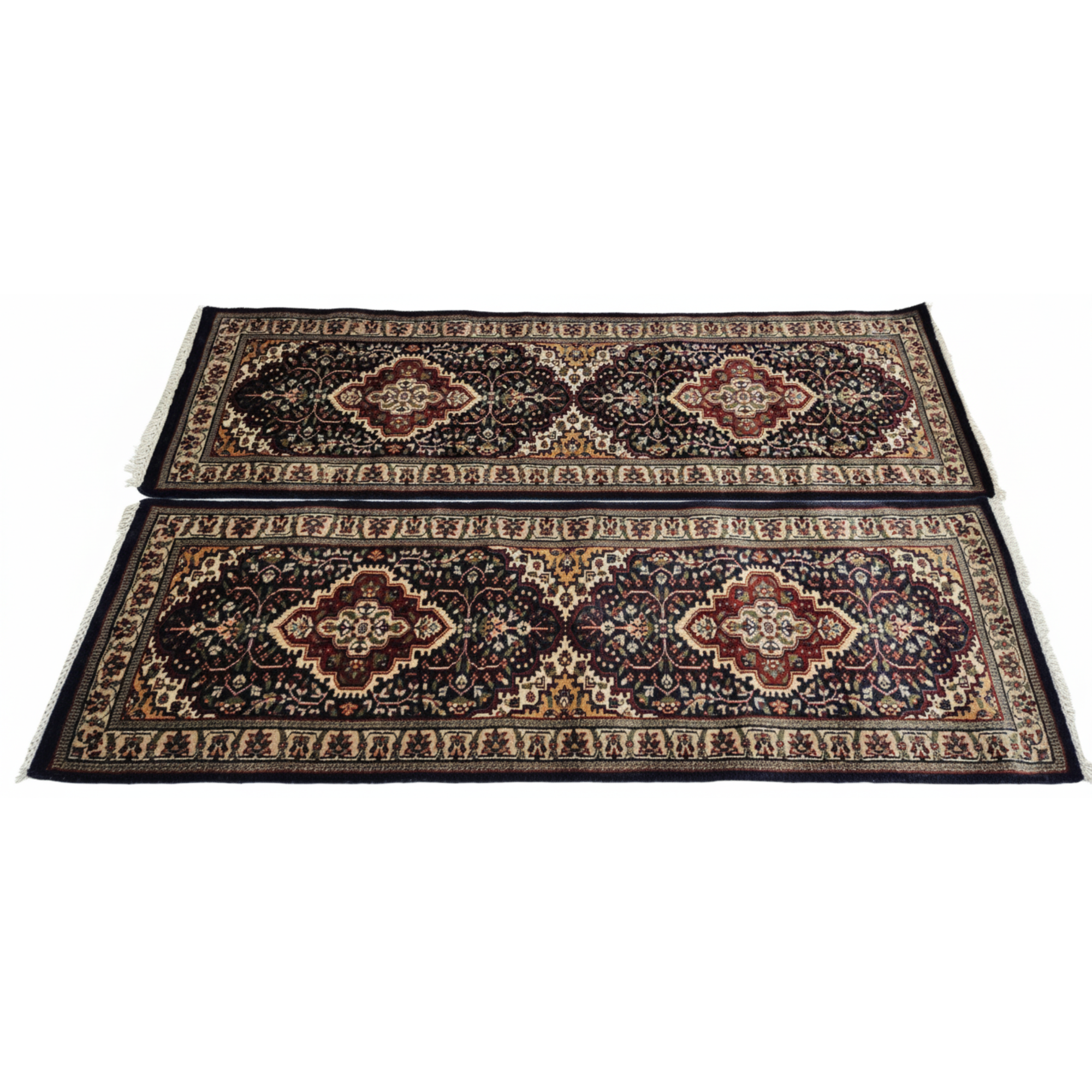 The Twin Medallion: Matched Pair of 2x6 ft. Hand-Knotted Persian Wool Runners