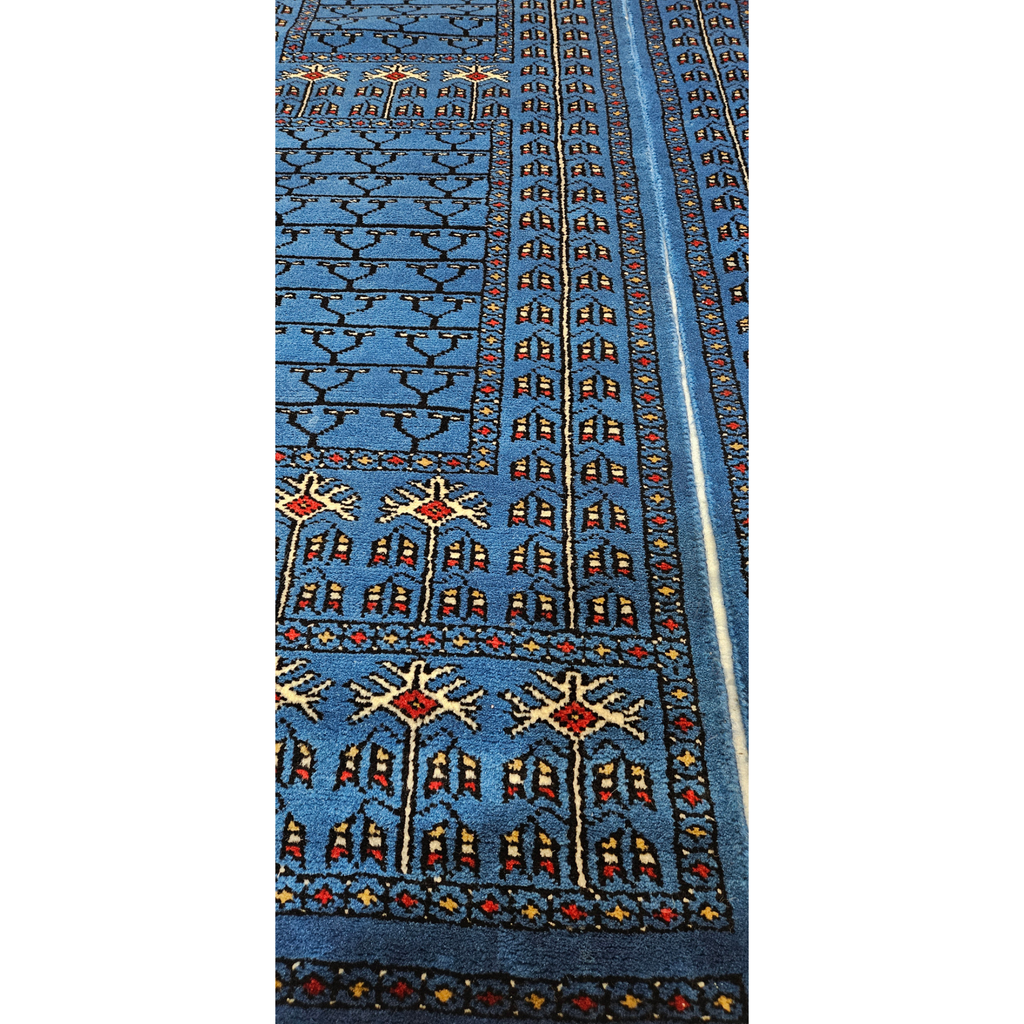 The Azure Symmetry: Matched Pair of 2x6 ft. Hand-Knotted Blue Bukhara Bedside Runners