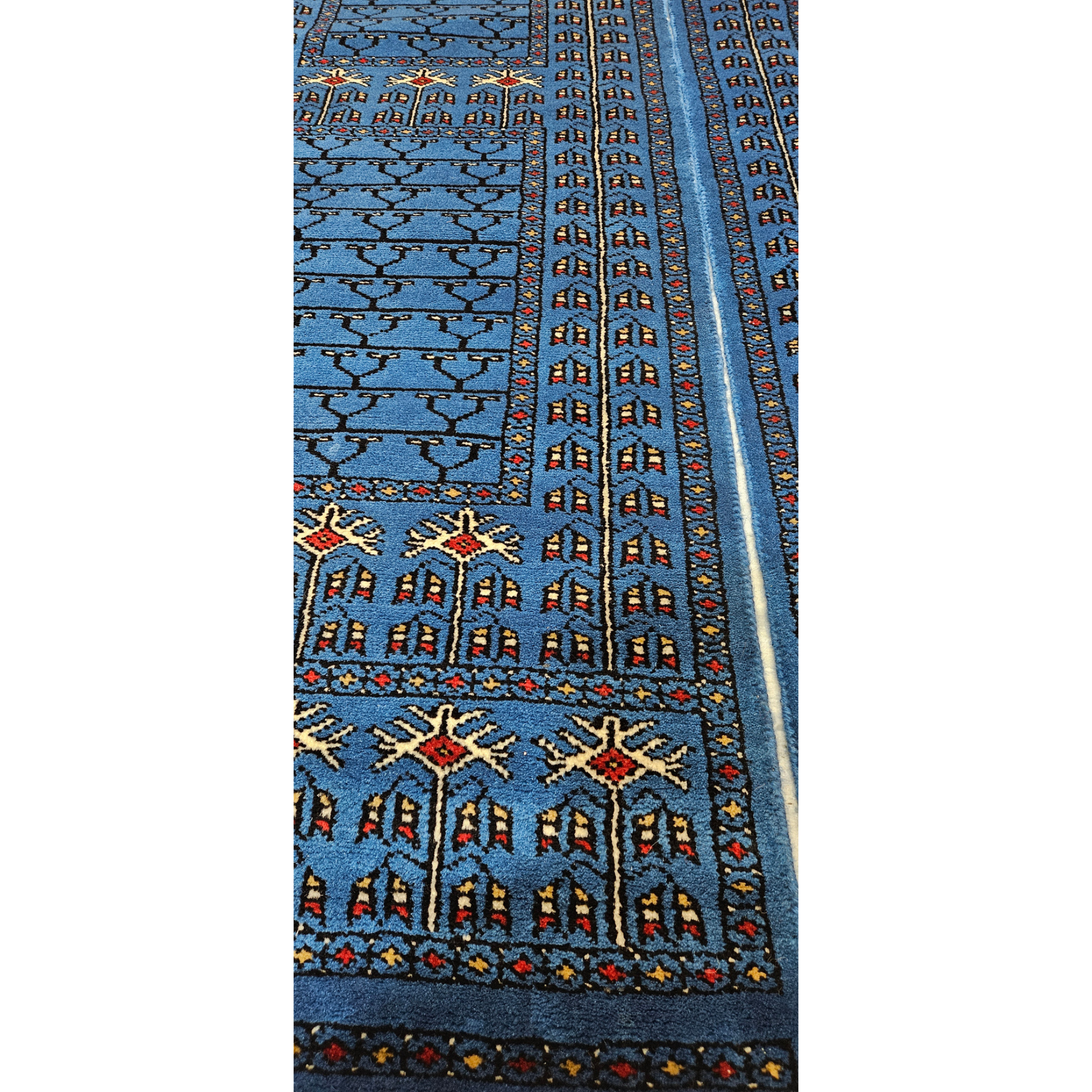 The Azure Symmetry: Matched Pair of 2x6 ft. Hand-Knotted Blue Bukhara Bedside Runners
