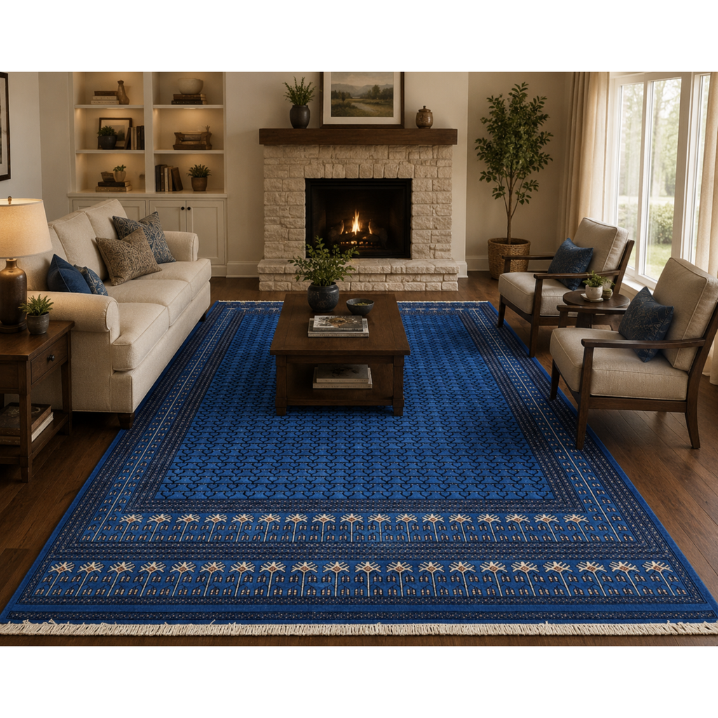The Sapphire Sovereign: 9x12 ft. Hand-Knotted Indigo Blue Persian Area Rug