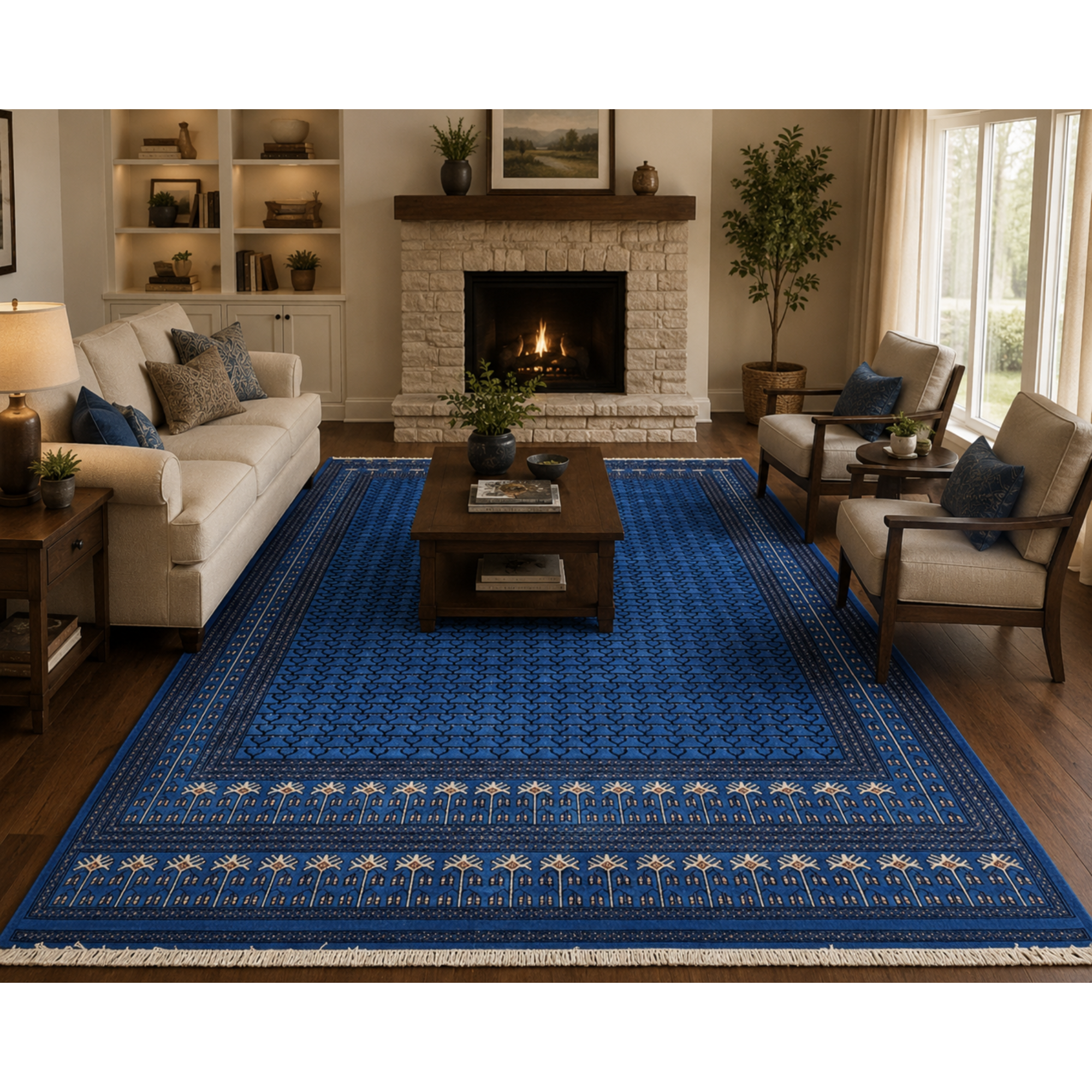 The Sapphire Sovereign: 9x12 ft. Hand-Knotted Indigo Blue Persian Area Rug